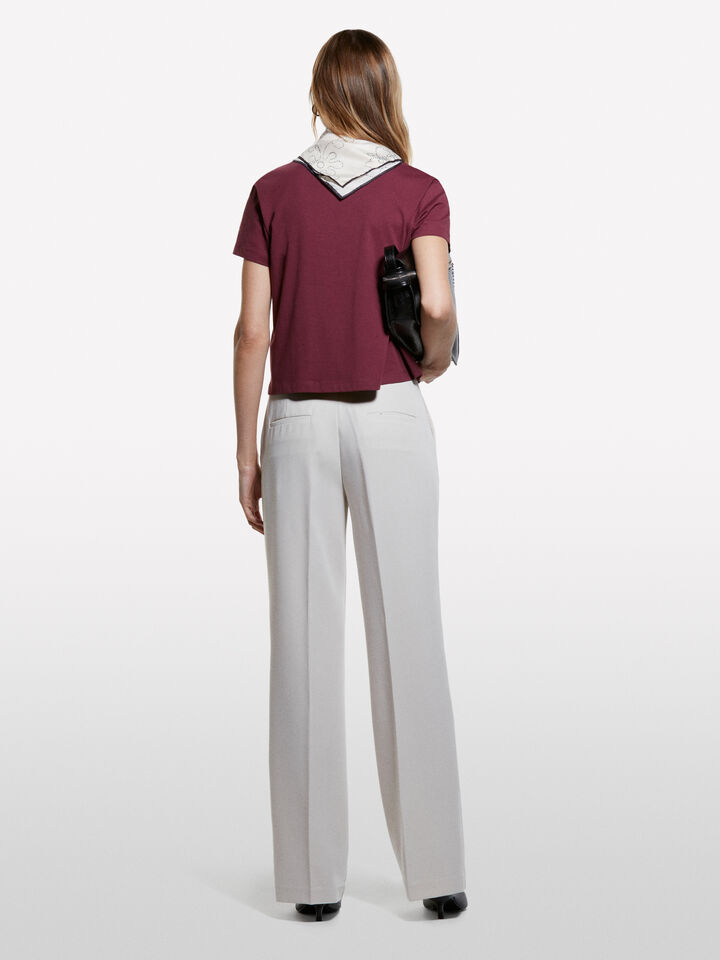 Burgundy boxy fit t-shirt - women's short sleeve t-shirts - Burgundy | Sisley image number 2